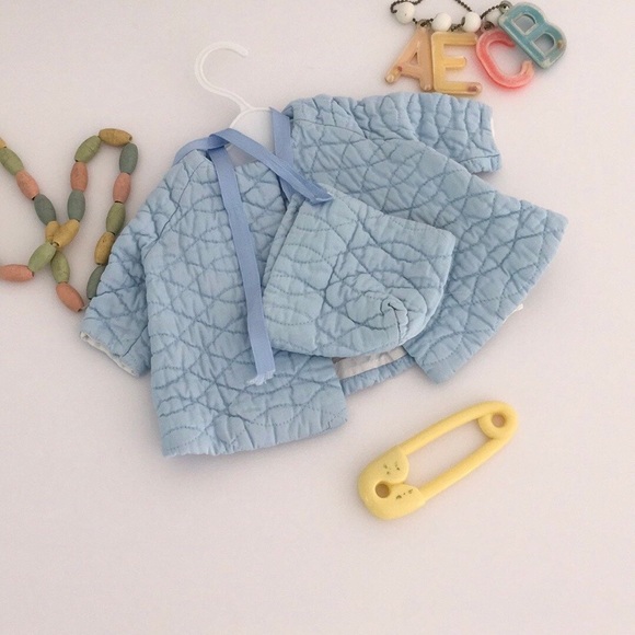 Quilted Doll Coat, Doll Coat/Matching Bonnet, Vintage Doll Outfit, Doll Bonnet - Picture 3 of 6